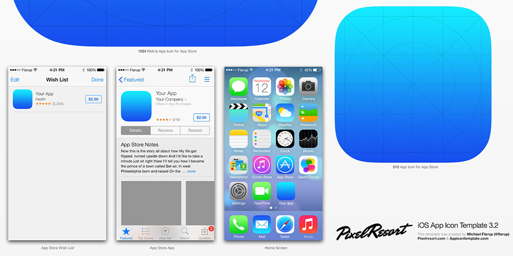 iOS7 App Icon Template - Photoshop File