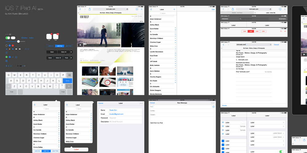 iOS7 iPad UI Kit by Kim Ruelo - Illustrator File