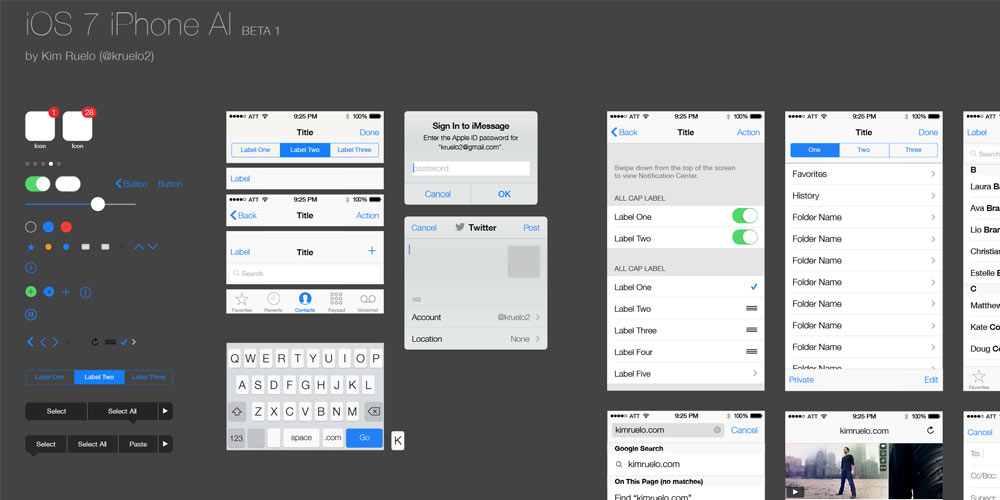 iOS7 iPhone UI Kit by Kim Ruelo - Illustrator File