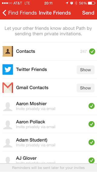 Path Invite Contacts