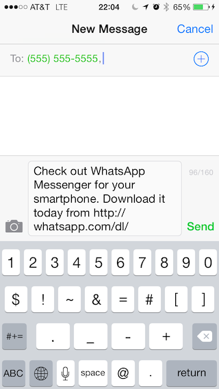 WhatsApp - Tell A Friend - SMS