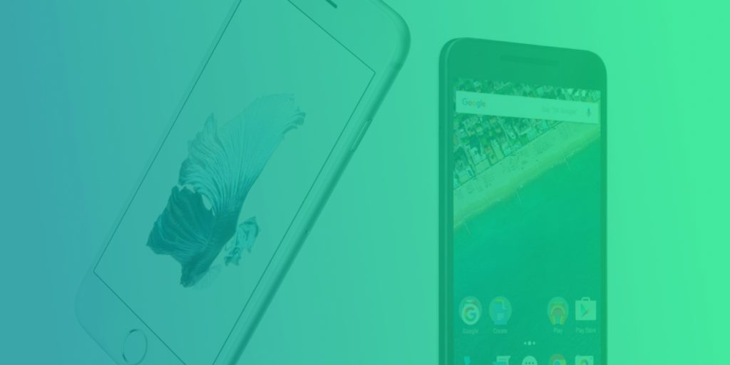 phones in green background