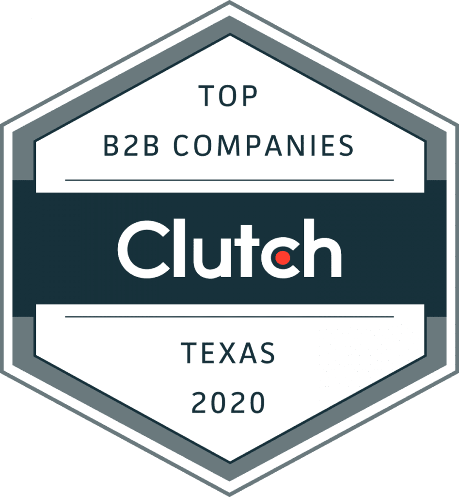 Top B2B Companies Texas 2020 - Clutch Award Badge