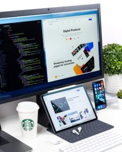 computer and tablet with app